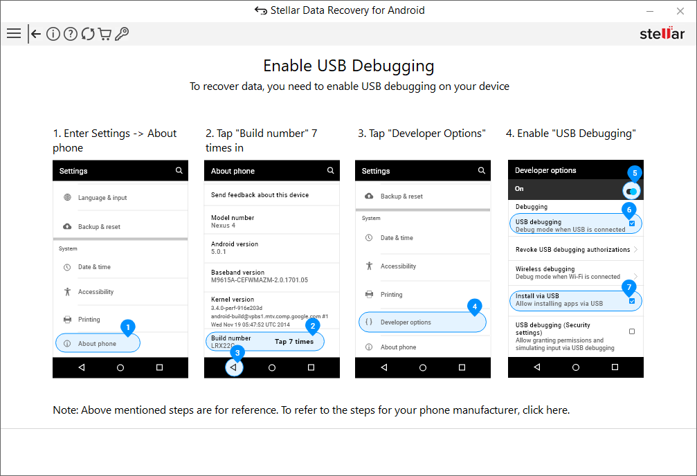 Enable USB debugging