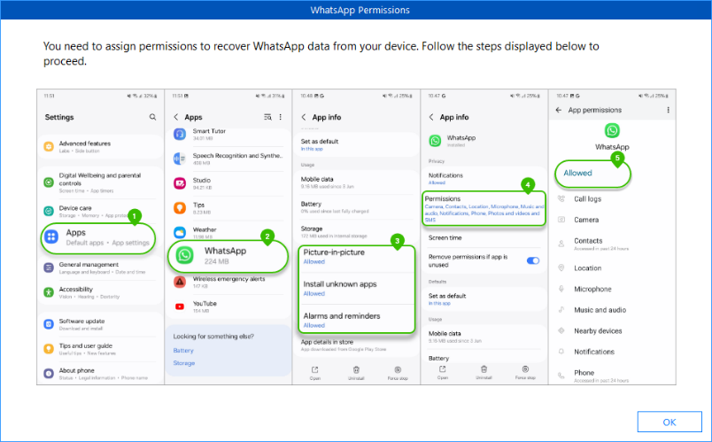 WhatsApp the necessary system permissions
